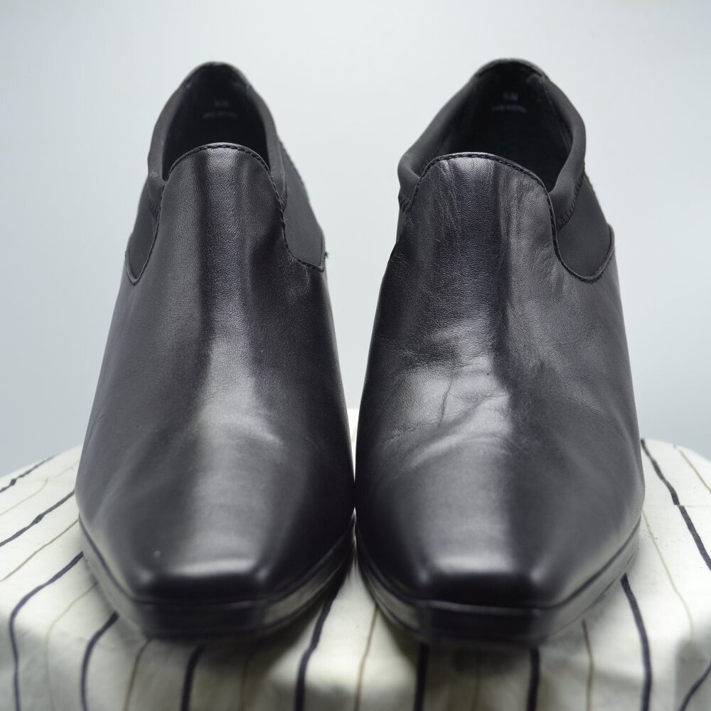 FITWELL BLACK SLIP ON LEATHER ANKLE BOOTIES 3.5 HEELS SIZE 9.5 M